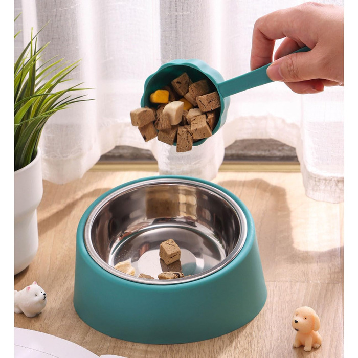 Миска для собак та котів Fuwok, нахилена під кутом 15°, знімний, неслизький, антивитікаючий дизайн, 2 шт. (Червоний, S)