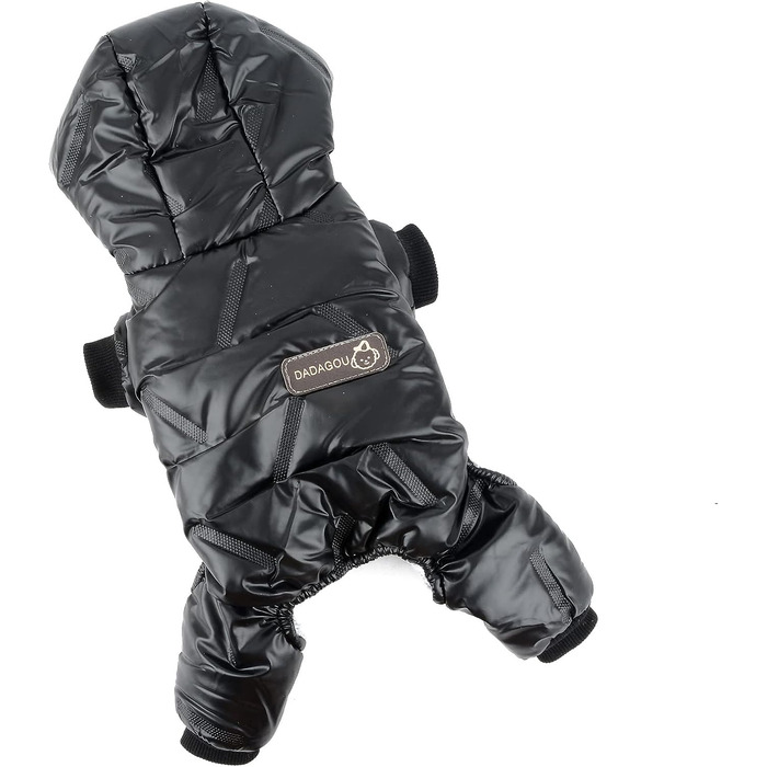 PAIDEFUL Зимовий теплий пуховик для собак - куртка з капюшоном, водонепроникна, для чихуахуа та інших маленьких порід, чорний, S (довжина спини 20 см, обхват грудей 32 см)