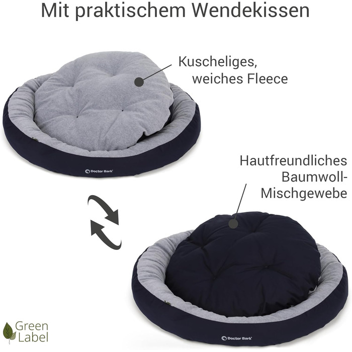 Кругле ліжко для собак середніх порід Doctor Bark GreenLabel, 60x50 см, колір кобальт