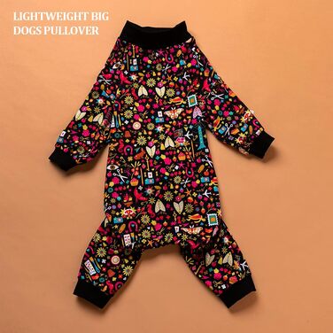 Піжама для собак LovinPet з повним покриттям, чорна окантовка, серветкова техніка, захист від УФ-променів, післяопераційний період, X-Large (упаковка 1)