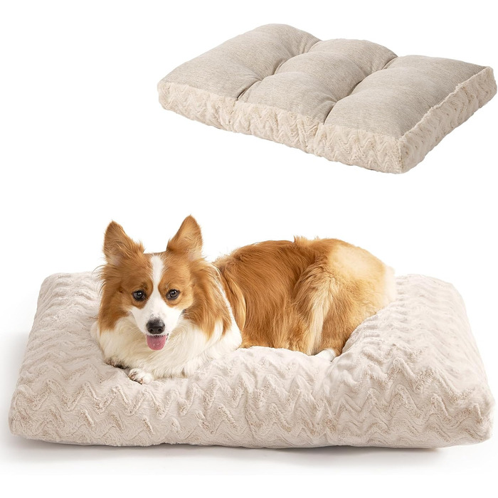 Килимок для собак великих порід EHEYCIGA, 104x68 см, XL, штучне хутро та льон, бежевий