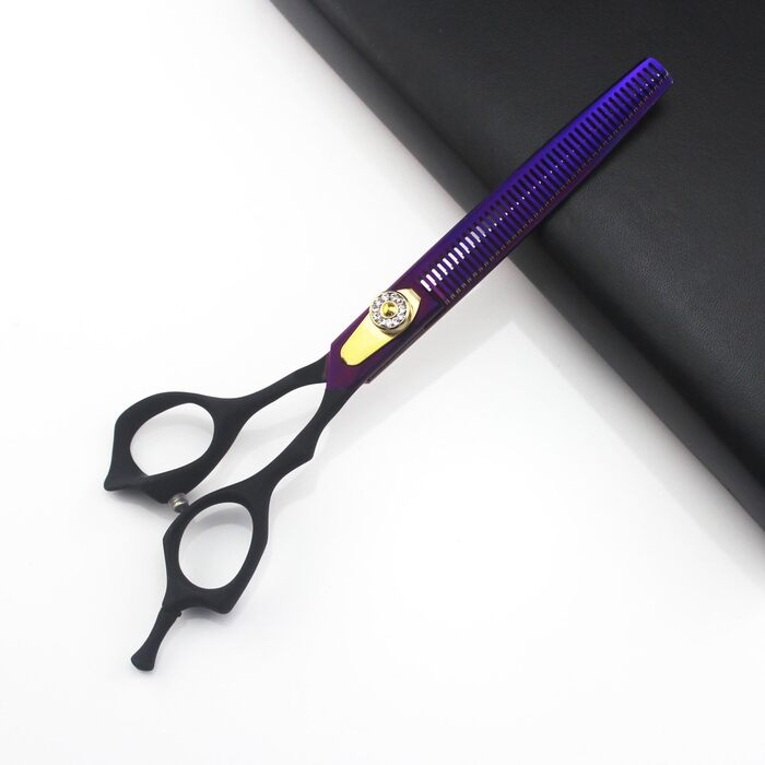 Набір професійних ножиць для грумінгу JIESENYU: 7 дюймів, ножиці для шерсті, вигнуті ножиці, ножиці для фінальної обробки (4 шт.) для собак, фіолетовий
