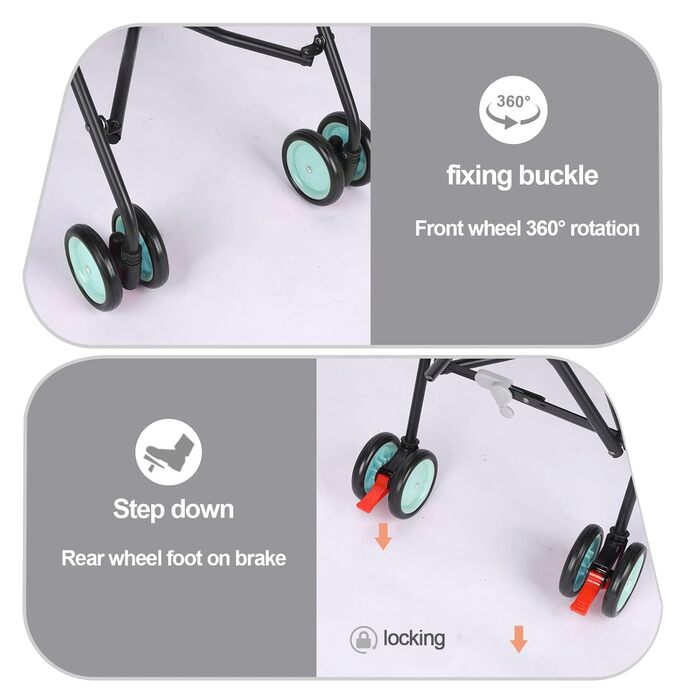 Дитяча коляска 3-в-1 для собак та котів, складна, з регульованою ручкою, 6 коліс, дихаюча сітка, великий об'єм (Блакитно-зелений)