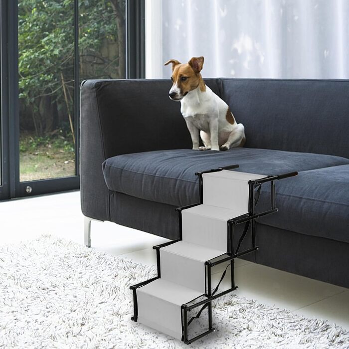 Рампа для собак у машину, складана, регульована висота, до 75 кг (чорний/світло-сірий)