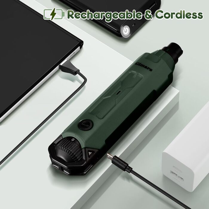 Шліфувальник кігтів для собак Gimars - 6 швидкостей, LED-підсвічування, USB-зарядка, 3 насадки (Army Green)
