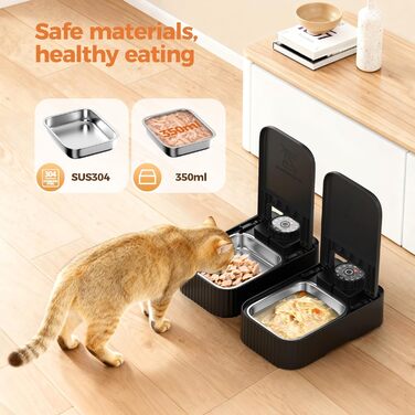 Автоматичний дозатор корму для котів та собак: 700 мл, з таймером на 48 годин, з мисою, нержавіюча сталь