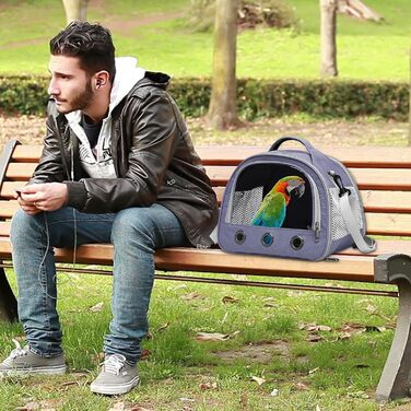 Переносна сумка-переноска для птахів Vogeltransport - Легка, дихаюча сумка для папуг, хом'яків та інших дрібних тварин, фіолетового кольору