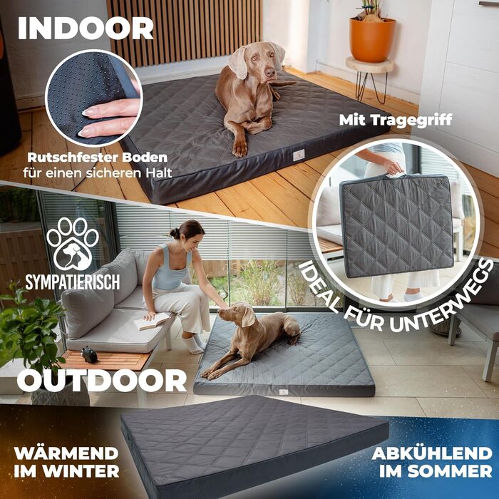 Ортопедичне собаче ліжко - водовідштовхувальне, ковзаюче, знімний чохол | Для собак маленьких та великих | 130x120x9 см, сірий XL