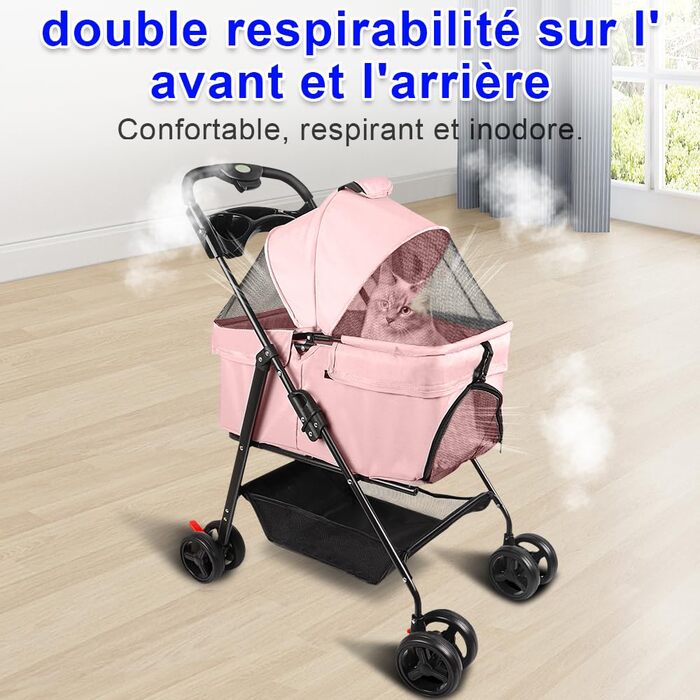 Візок для собак та котів OHMG Hundebuggy: компактний, складаний, до 25 кг, з сіткою та тримачем для напоїв (50 x 65 x 99 см)