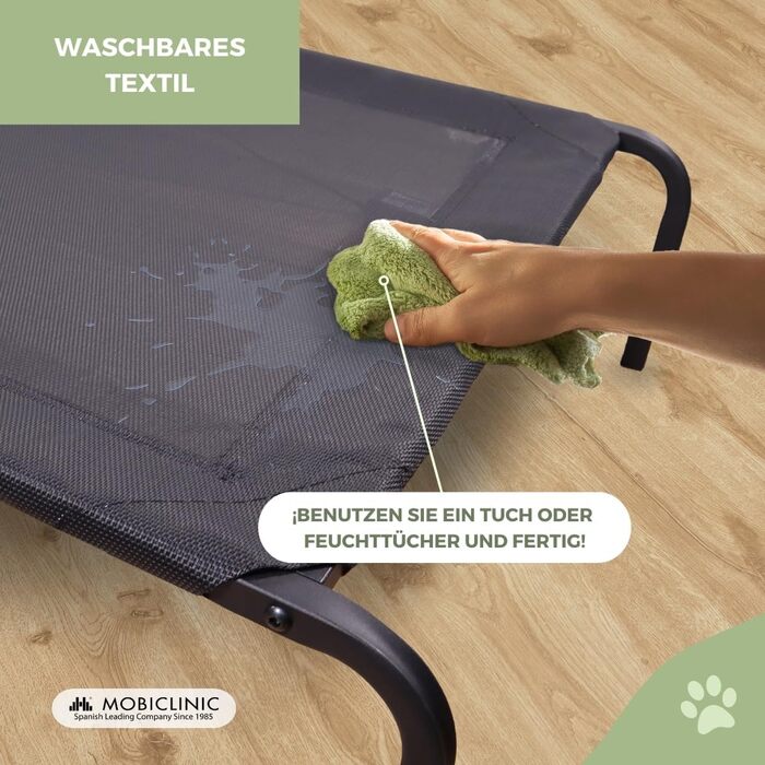 Mobiclinic® Cleo: Підвищене ліжко для собак, ізольоване, 122x71x21 см, чорне