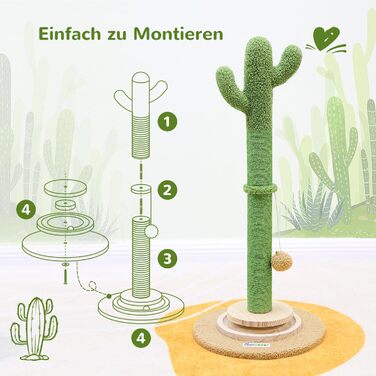 Котячий комплекс Globlazer з когтеточкою, великий, 90х50 см, 2 в 1 з іграшками, товстий стовпчик з сизалю, м'який, для великих котів (зелений)