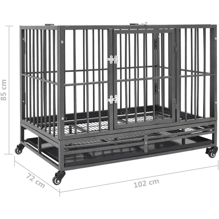 Клітка для собак з колесами vidaXL, сталева, 102x72x85 см, транспортна переноска