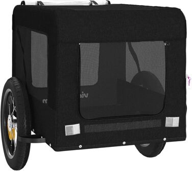 Причіп для велосипеда, переноска для собак, чорний, Oxford-тканина та метал, 93912