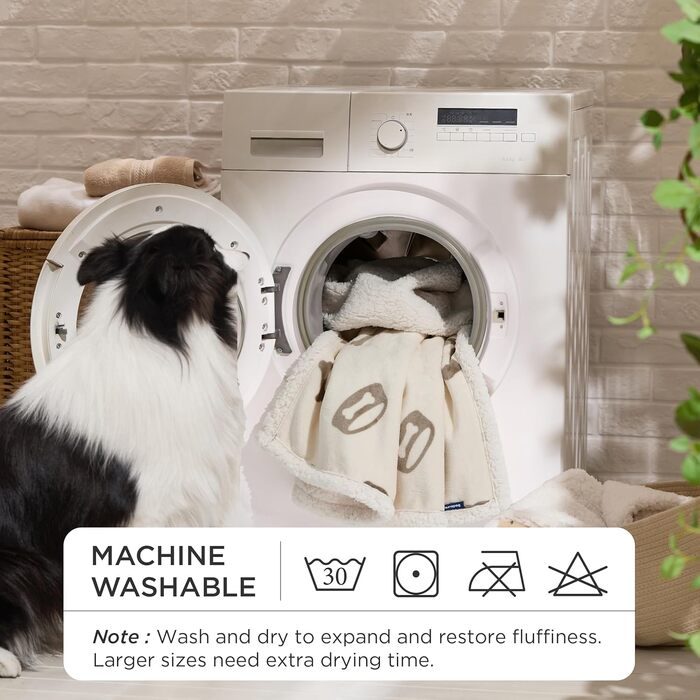 Водонепроникний коврик для собак BEDSURE великих порід - 152x127 см, миючий, з Sherpa Fleece, м'який, колір кремовий