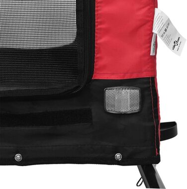 Причіп для собак Fasba: велосипедний причіп для тварин з відбивачами, прапором, червоно-чорний, оксфордська тканина та метал