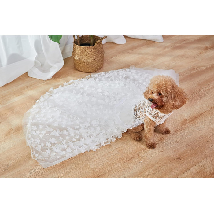 Сукня для собак з тюлем та знімним шлейфом для маленьких та середніх собак - костюм принцеси для святкування дня народження, розмір S