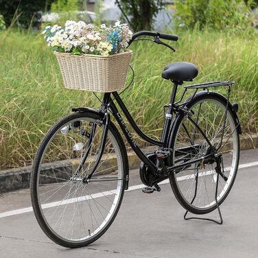 Фарбований велосипедний кошик CXWXC – міцний передній кошик з ручної плетіння з лози з регульованими ремінцями з веганської шкіри, бежевий