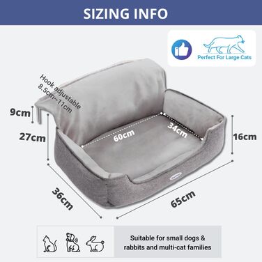 Килимок-гамак для котів на батарею Happi N Pets, сірий, 65 x 36 x 27 см