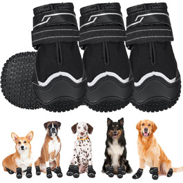 Чоботи для собак, 4 шт., неслизькі, захист лап, з світловідбиваючим ремінцем та липучкою, зимові чоботи для маленьких собак