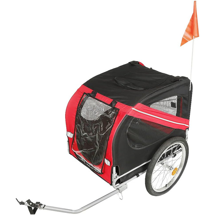 Багатофункціональний велопричіп 2-в-1: для дітей та домашніх тварин. Велосипедний причіп-візок, 2 місця, 137x73x90 см (червоний та чорний)