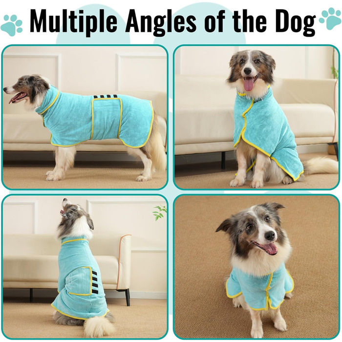 Рушник для собак Hezzuv: ультрапоглинаючий, з мікрофібри, для сушіння після снігу, для цуценят та дорослих, блакитний (S)