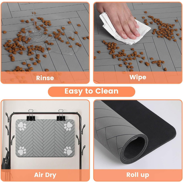 Килимок для годівлі котів та собак, суперпоглинаючий, неслизький, 40 x 60 см, сірий (30)