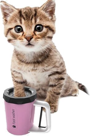 Очисник для лап собак PJDDP: портативний, силіконовий, з щіткою та рушником. Підходить для собак та котів (рожевий)