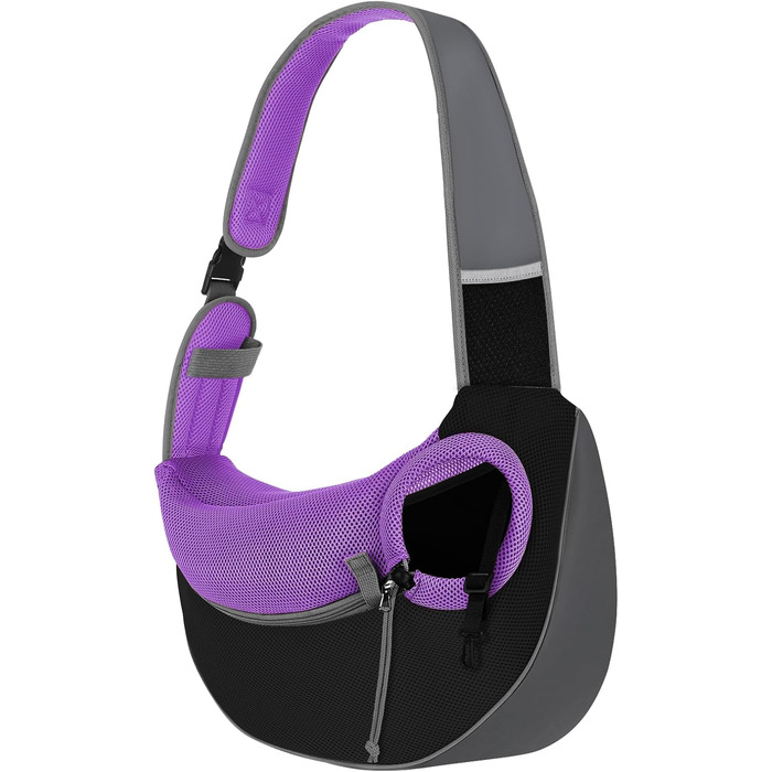 Сумка-переноска для собак Pawaboo з кишенею для рук, регульована, для прогулянок на відкритому повітрі - чорна (Purpurschwarz, S)