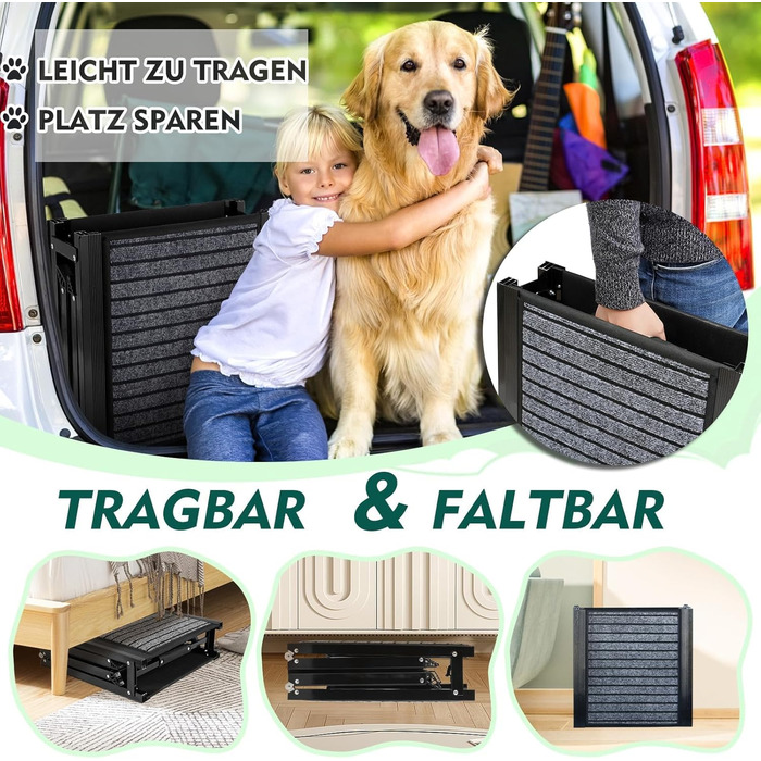 Рампа для собак Hunderampe Auto, автоматичне складання, антиковзаюча поверхня, для автомобілів, вантажівок та SUV, до 110 кг