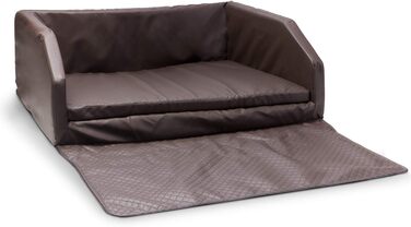 Mayaadi Home XL Преміум лежак для собак 110x90x38 см, високоякісне автоліжко з захисним покривалом, багажне ліжко з екошкіри, коричневий для подорожей
