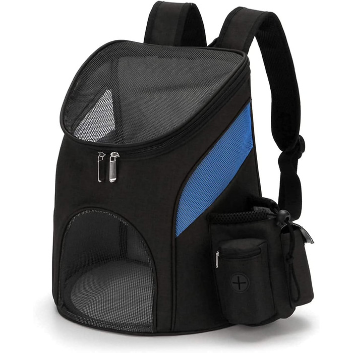 Сумка-переноска для котів та собак IFIKK: дихаюча, складна, з внутрішнім ремінком безпеки, легка, чорна, червона (L, чорно-синій)