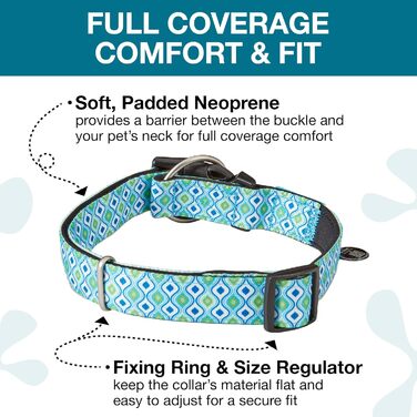 Нашийник для собак Max & Molly з надійною застібкою, стильний дизайн для малих, середніх та великих собак та цуценят, водонепроникний, зручний, регульований, з QR-кодом ідентифікації тварин Gotcha, розмір M (33-53 см), колір Retro-Blue