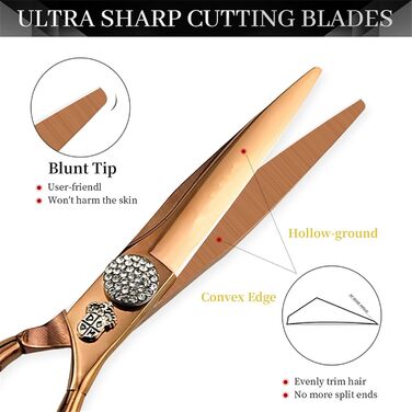 Набір професійних ножиць для грумінгу собак 6 дюймів: прямі та розріджуючі ножиці з японської сталі