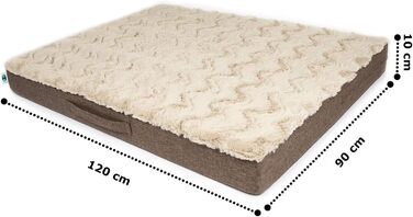 Килимок для собак CopcoPet Lucky Hundematratze: ортопедичний, неслизький, знімний, з м'якого штучного хутра (120 x 90 x 10 см, Бежевий)