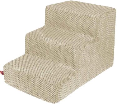 Сходинка для собак та котів 30 см | 3 сходинки | М'який плюшевий чохол | Бежевий колір | Для дому та автомобіля