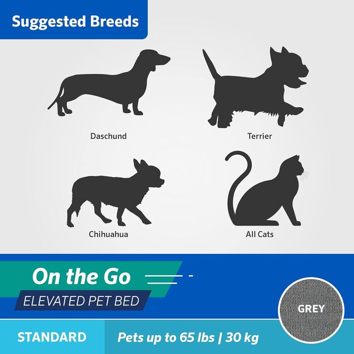 Підвищене ліжко для домашніх тварин Coolaroo On The Go, стандарт, сіре