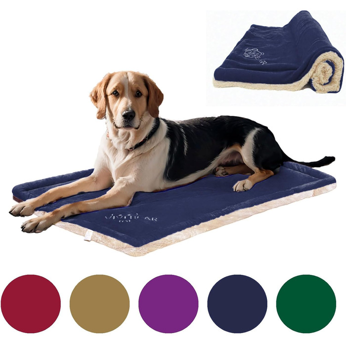 Килимок для собак, ліжко для великих собак Comfy - миючий, плюшевий, стильний, 110x70 см, блакитний