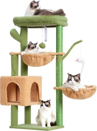 Котячий комплекс Heybly з щіткою для догляду, м'який плюшевий когтеточка для домашніх котів HCT006GY