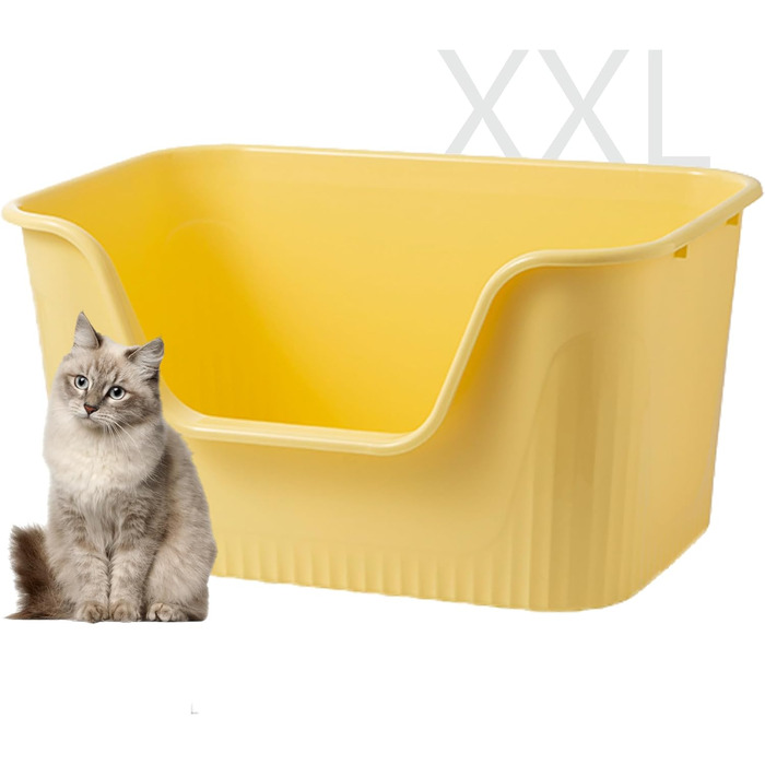 Vealind велика котяча туалетна коробка для великих котів, жовта, з високими стінками, 78,9x53,3x40,6 см
