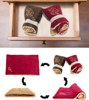 Килимок для собак Comfy, великі породи - миючий, плюшевий, стильний, лежанка для собак, ковдра, двосторонній (110x70 см) - 2 шт (червоний)