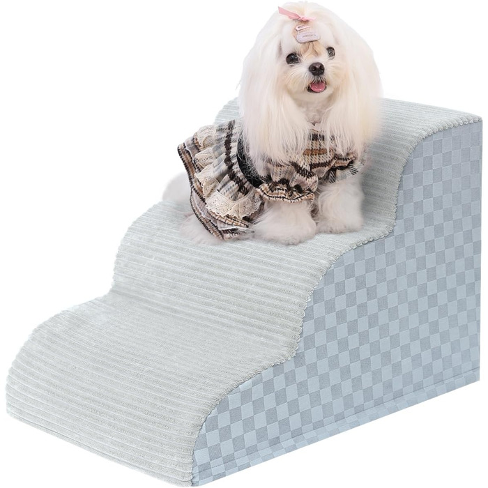 Сходинки для собак: 4-ступенева перехідна рамка для маленьких собак, сірого кольору, з високощільним пінопластом та антиковзним покриттям