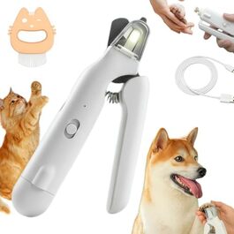 Ножиці для собак та котів з підсвічуванням, безпечні, з вбудованим точилом (білі)