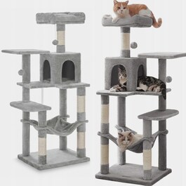 Великий когтеточка-комплекс для котів XL: 6 рівнів, високий стовпчик та лежанка
