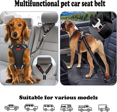 Нашийник для собак у багажник авто, фіксатор для транспортування, з амортизатором та карабіном, чорний, для всіх порід