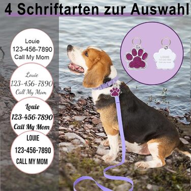 Персоналізоване собаче ошийник з металевою застібкою, двостороннє оксамитове ошийник з іменем та номером телефону, регульовані розміри для собак маленьких, середніх та великих порід