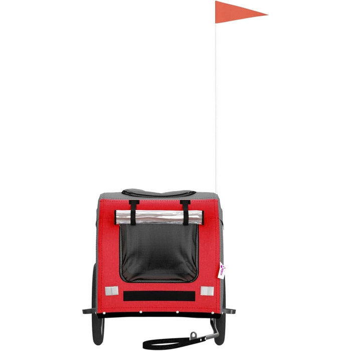 Фahrрадінний причіп для собак Червоний та Сірий, Oxford-Gewebe та Ізоточне залізо, Модель 93831