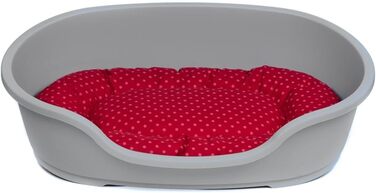 Корзина для собак Adena 92 x 61 см, антрацит + подушка з принтами (71 x 48 x 22 см)