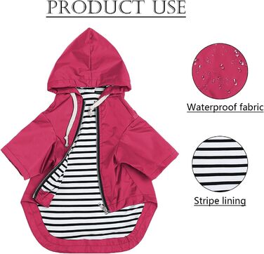 Водонепроникний собачий дощовик з капюшоном, рожевий (L)