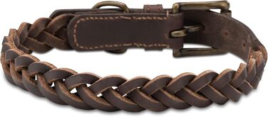 Сплетене шкіряне ошийник для собак – Міцний ручної роботи з преміум-шкіри буйвола Clarissa (M (36.0-45.0cm))