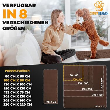 Водонепроникний килимок для собак - міцний килимок для захисту дивану та ліжка - нековзний килимок для собак, підходить для великих собак - можна прати в пральній машині - 100 x 80 см - коричневий